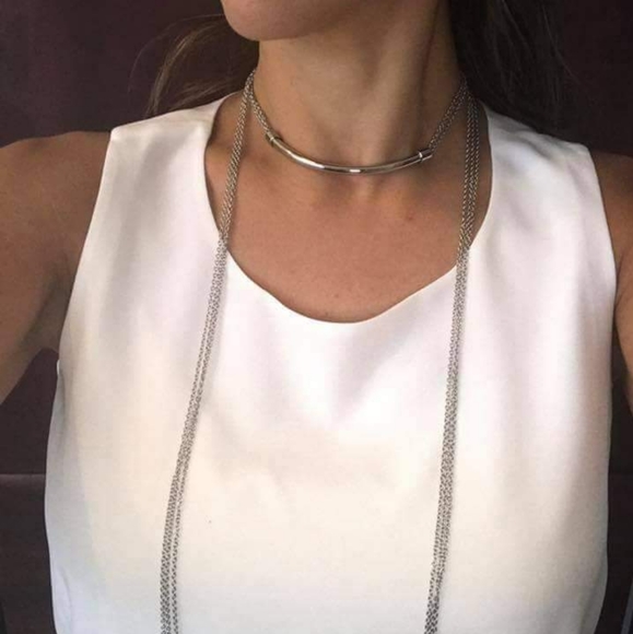 New Chloe and Isabel Waterfall Necklace Silver 1 strand wear multiple ways - Picture 1 of 2